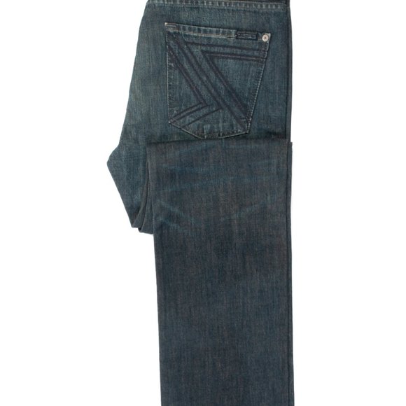7 For All Mankind Medium Wash Austyn Relaxed Straight Leg Jeans - Picture 1 of 3